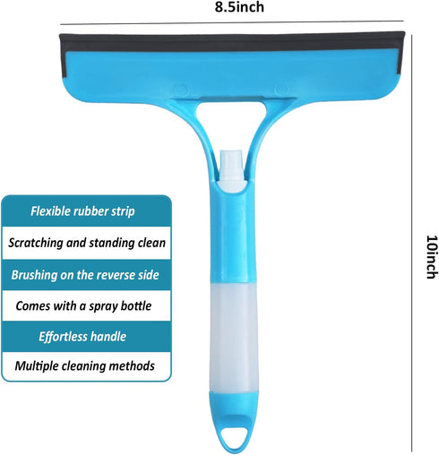 HTOOLPRO 2 Pack 3 1, All-Purpose Shower Squeegee for Shower Glass Door, Shower Glass Cleaner Squeegee with Spray