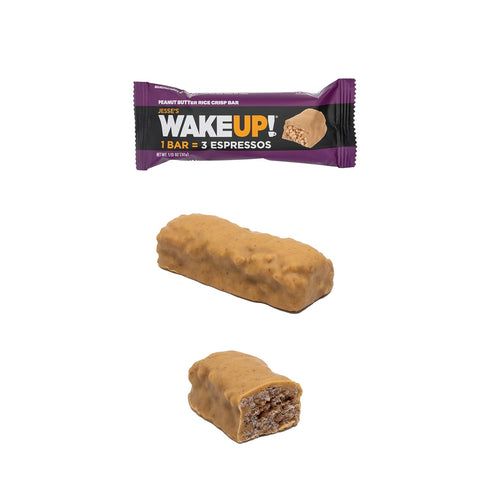 WAKE UP! Caffeinated Peanut Butter Protein Bars, Gluten Free, 350mg Caffeine, 6 Pack, Boosts Focus and Clarity