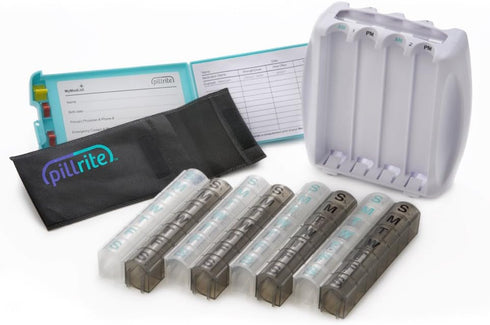 PILLRITE Pillbox 3 7 28-Day 4-Week Medication and Supplement Organizer, in x in - Medicine Sorter - FSA and HSA