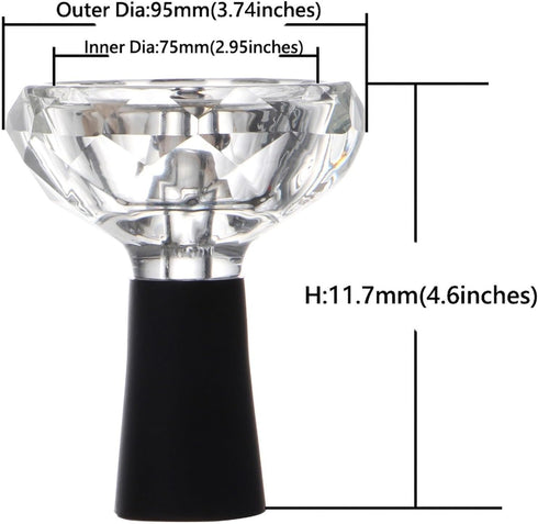 Hookah Bowl Phunnel Diamond-Shaped Glass Shisha Bowl Large Size, High-Temperature Resistant for Heat Management Systems Elevate Your Shisha Experience (Color : Blue)