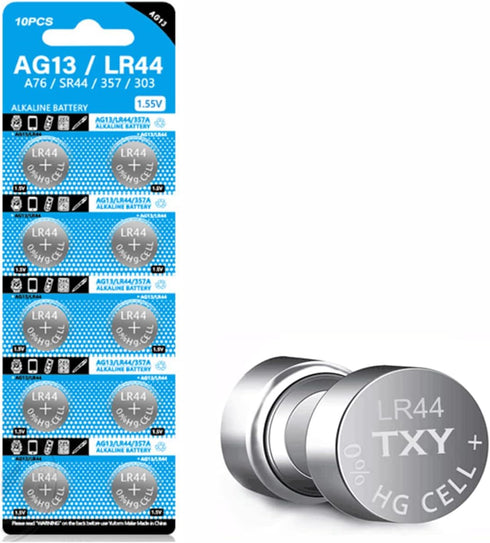 TXY 10pcs/Pack AG13 Cell Battery LR44 357 357A S76E G13 165mAh Long Lasting