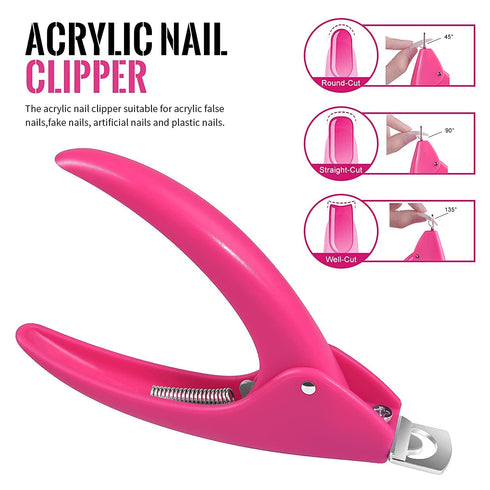 MORGLES Half Cover Coffin Nail Tips Set, 500 Pcs Clear Acrylic Nail Tips with Glue, Clipper, and Files