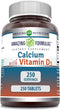 Amazing Formulas Calcium with Vitamin D3 Supplement | 250 Tablets | Non-GMO | Gluten Free | Made in USA