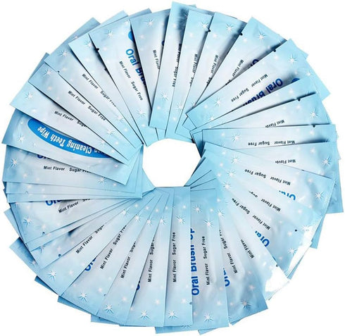 Oral Finger Wipes for Teeth Whitening, Mint Flavor, 50 Pcs Oral Cleaning Wipes