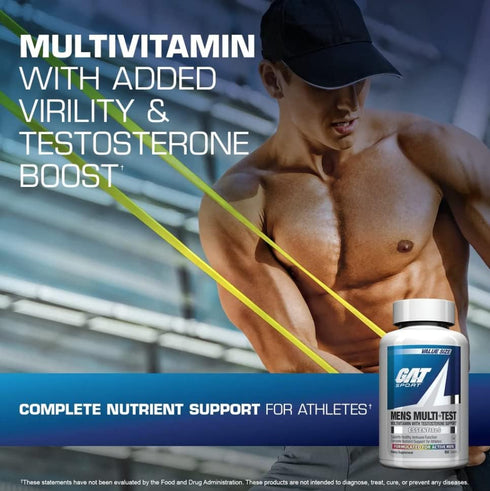 GAT SPORT Men's Multi + Test, 60 Count, Premium Multivitamin Tablets