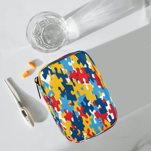 Skerhhux 7 Colorful Pattern Art Pill Case Travel Pill Organizer Weekly Day Portable with Zipper Medicine Box Pill Case