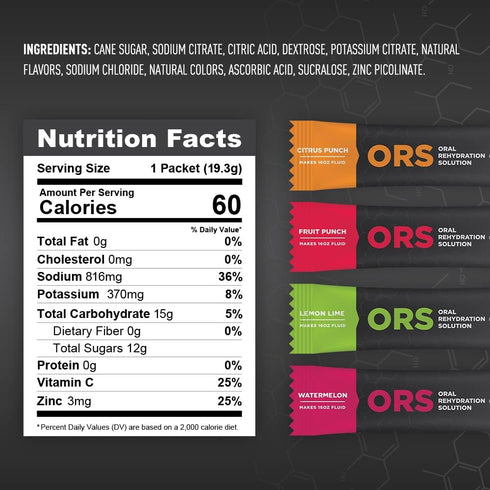 ORS (Oral Rehydration Solution), Recover Faster from Extreme Dehydration, 12pack (Lemon Lime)