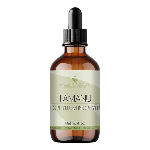 Tamanu Oil - 4 oz Glass with Dropper - 100% Pure Unrefined Cold Pressed Vegan Carrier Oil for Skin, Hair, Body
