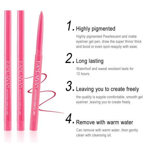 Eyeliner Pencil Waterproof Retractable Creamy Pigmented Smudge Proof Eye Liner Pen, Dark Blue