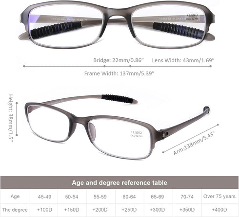 DOOViC 4 Pack Computer Reading Glasses, Blue Light Blocking, Anti Eyestrain Readers for Women Men