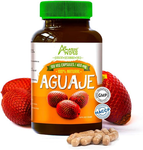 Amazon Andes Aguaje Capsules - Female Health Supporter and Hormone Balancer - 100 Vegan Pills (400mg), Non GMO, Gluten