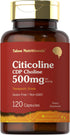 Citicoline 500mg, 120 Capsules - CDP Choline Supplements, Therapeutic Grade, Gluten Free & Non-GMO