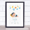 The Card Zoo New Baby Birth Details Christening Nursery Sleeping Boy Keepsake Gift Print