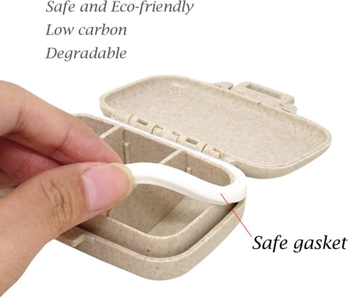 Honbay Vitamin Organizer Box Portable Travel Pill Case Healthy Eco-Friendly Wheat Straw Small Pill Box (Primary Color)