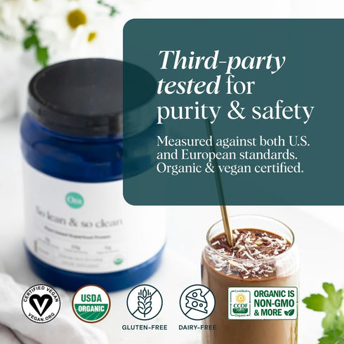 Ora Organic Vegan Protein Powder - 22g Plant Based Chocolate Flavor with Digestive Enzyme, 20 Servings, Gluten Free