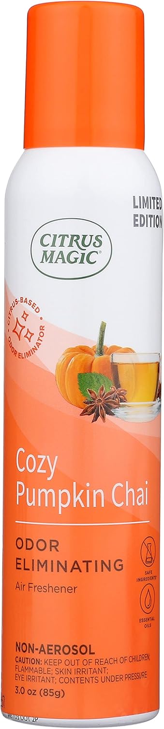 Citrus Magic Limited Edition Natural Odor Eliminating Air Freshener Spray, Cozy Pumpkin Chai, 3-Ounce (Pack of 3)