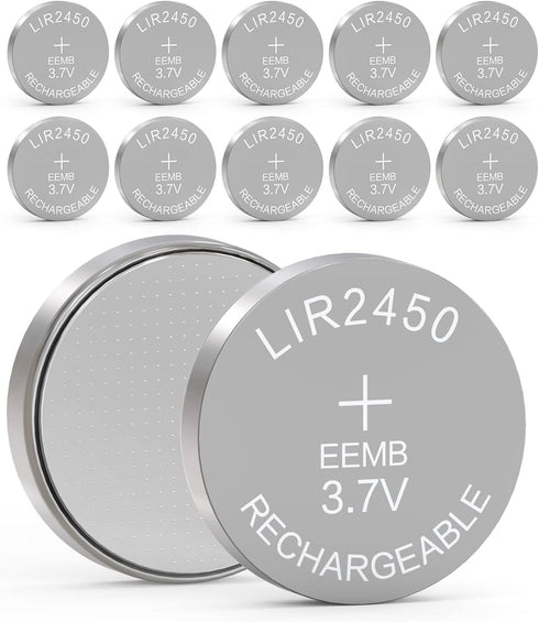 EEMB 10PCS LIR2450 Rechargeable 3.7V Lithium-ion Coin Button Cell Batteries 120mAh