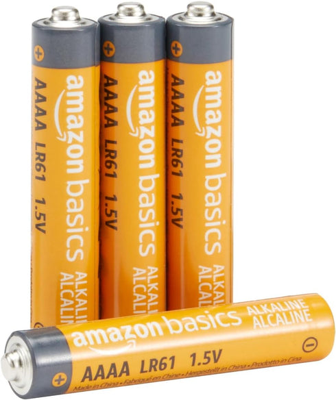 Amazon Basics 4-Pack AAAA Alkaline Batteries, High-Performance, 1.5 Volt, 3-Year Shelf Life