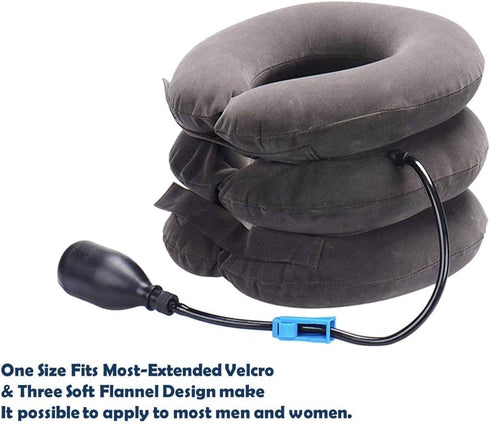 Inflatable Cervical Neck Traction Air Pillow, Pain Relief Collar for Adults, Grey