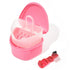 Y-Kelin Denture Bath Box and Brush Cleaner Set for Dentures & Retainers (Pink)