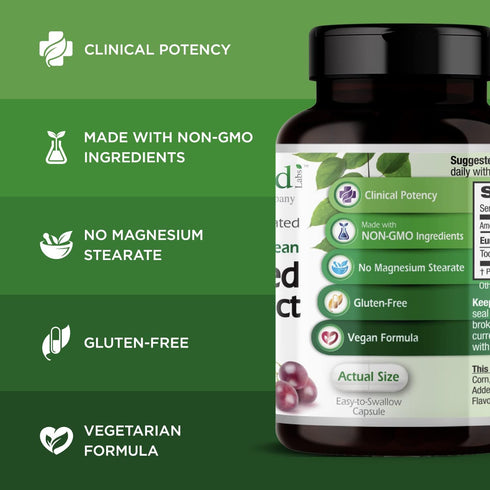 EMERALD LABS European Grape Seed Extract - 90 Vegetable Capsules - Antioxidant & Immune Support for Healthy Blood Flow