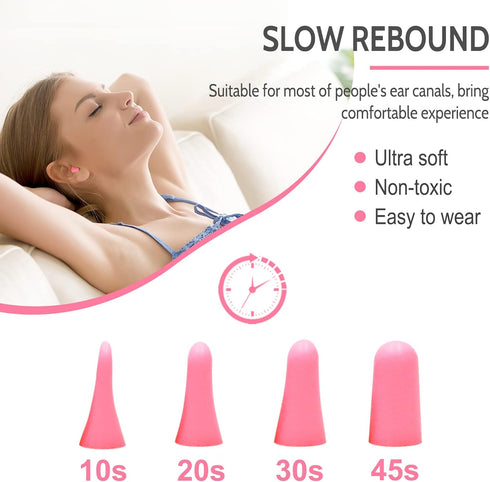 LYSIAN Ultra Soft Foam Ear Plugs for Sleep - 38dB Noise Cancelling Earplugs, 60 Pairs, Pink Color