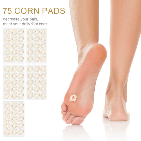 NQEUEPN 75pcs Corn Cushions, Corn Pads for Toes Latex Sponge Foot Callus Pads Self-Adhesive Foot Care Cushions