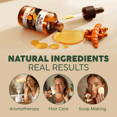Kukka Turmeric Oil 4 Fl Oz - 100% Natural Aromatherapy for Skin, Face, Hair, Bath Bombs, Soaps & Candles