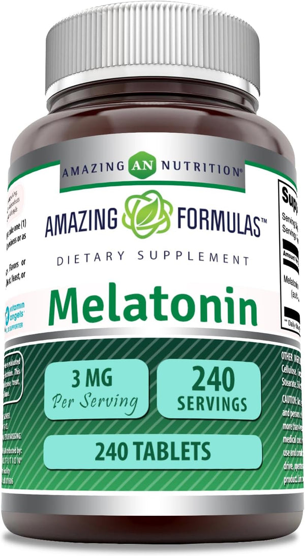 Amazing Formulas Melatonin Supplement, 3 Mg Per Serving, 240 Tablets