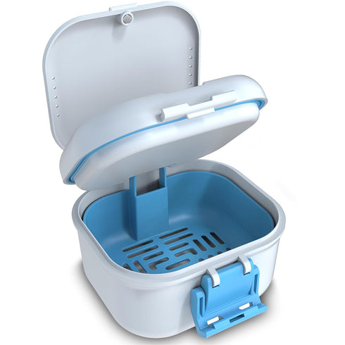 BVN Leakproof Denture Cup - Upgraded Carrying Storage for Soaking Dentures, Travel Retainer Cleaning Case