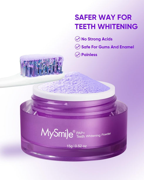 MySmile Pap Natural Mint Non-Sensitive Teeth Whitening Powder, Cavity Prevention, Fluoride Free Toothpaste - 1.04 oz
