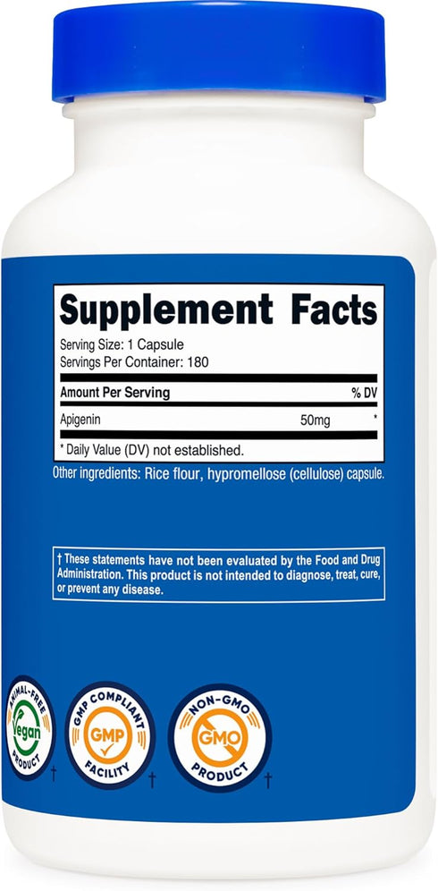 Nutricost Apigenin 50mg, 180 Capsules - Non-GMO, Gluten Free, Vegan Supplement