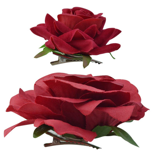 Rose Hair Clip Flower Hairpin Brooch Floral Clips, 4 Pcs Fabric Rose Flowers for Women Girl Wedding Party