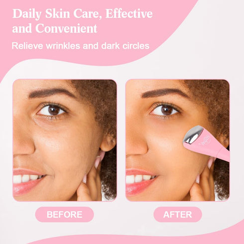 Hilph Mini Ice Roller for Face & Eyes, Face Eye Massager Roller Set for Puffiness Relief, Metal Facial Ice Roller