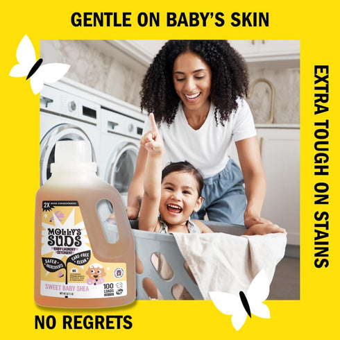Molly's Suds Baby Liquid Laundry Detergent, Sweet Baby Shea, 100 Loads, Extra Gentle on Newborn Skin