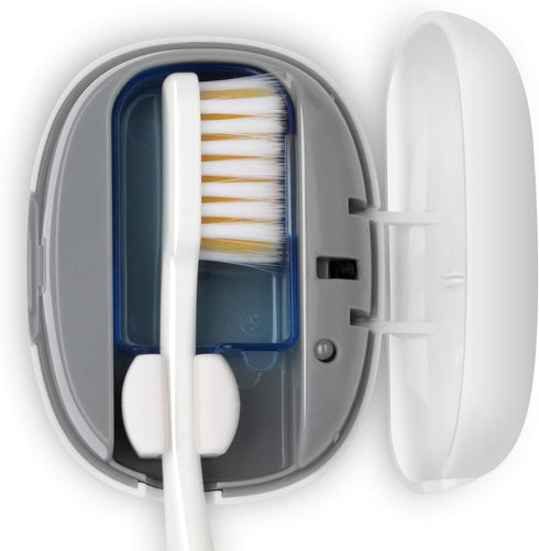NewWay Mini Toothbrush Sanitizer Cover, Rechargeable Travel Toothbrush Case with Holder for Home and Travel