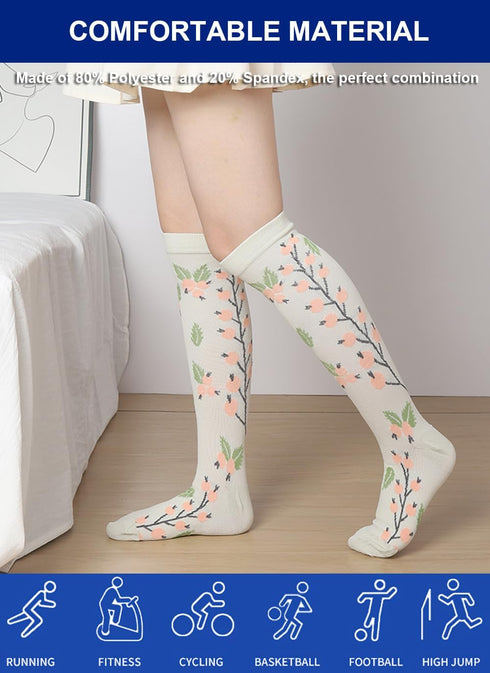 SUJAYU 6 Pairs Compression Socks for Women Men, Medical Compression Socks for Women & Men, Support Knee High Socks