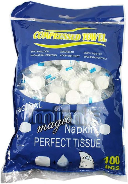 Compressed Towel, Baby Wipes Travel Disposable Napkins Mini Magic Coin Tissues, 100 Count