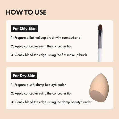 LUNA Full Coverage Long-Lasting Tip Concealer Cover-Fit (#01 Vanilla) for Dark Circles, Fine Lines, Redness &