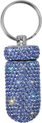 Portable Pill Case, Waterproof Pill Holder with Keychain, Bling Pill Box for Travel, Sky Blue