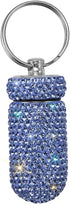 Portable Pill Case, Waterproof Pill Holder with Keychain, Bling Pill Box for Travel, Sky Blue