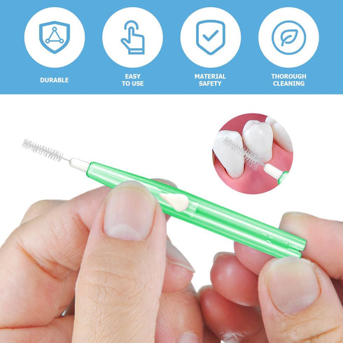 60PCS Floss Brush Adult Interdental Brush - Push-Pull Type Tooth Cleaning Tool for Oral Hygiene