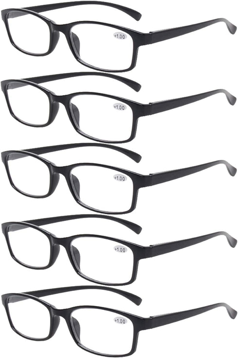 NORPERWIS 5 Pairs Quality Reading Glasses for Men and Women - Vintage Spring Hinge Readers (5 Pack Black, 2.75)