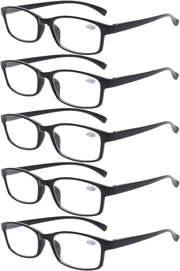NORPERWIS 5 Pairs Quality Reading Glasses for Men and Women - Vintage Spring Hinge Readers (5 Pack Black, 2.75)