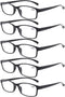 Reading Glasses 5 Pairs Vintage Spring Hinge Readers for Men and Women (5 Pack Black, 1.0)