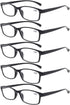 Reading Glasses 5 Pairs Vintage Spring Hinge Readers for Men and Women (5 Pack Black, 1.0)