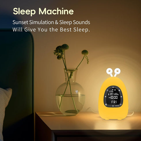 JAMYOK 20 10 Dimmable Sunrise Alarm Clock Wake Up Light, White Noise Sound Machine with Soothing Sounds, Night Lights