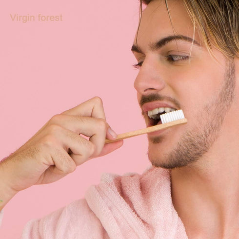 Virgin Forest 8 Pcs Bamboo Toothbrush, BPA-Free Soft Toothbrushes, Eco-Friendly Biodegradable Travel Set