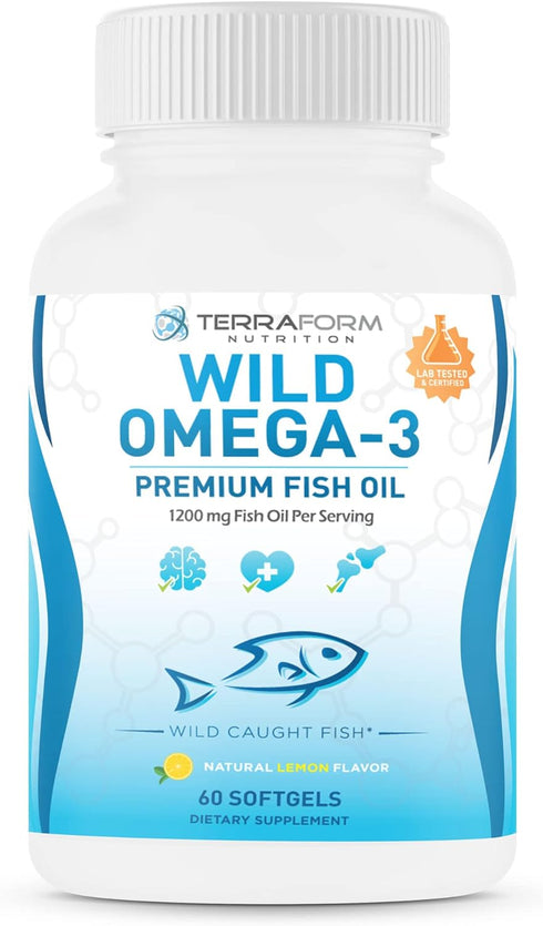 Triple Strength Fish Oil Omega 3, 2400mg per Serving, Burpless Lemon Flavored, Non-GMO, 30 Servings