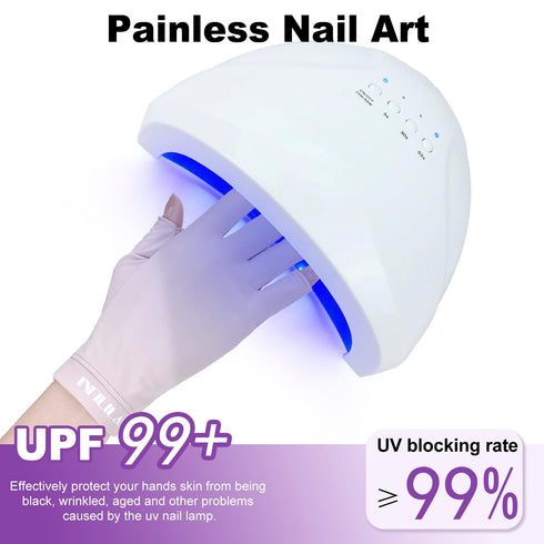 NXJ INFILILA UV Gloves for Nails, Anti UV Light Gloves for Gel Nails, Professional UPF 99+ UV Protection Gloves for Gel Manicure Skin Care Fingerless Gloves for Protecting Hands from UV Nail Lamp